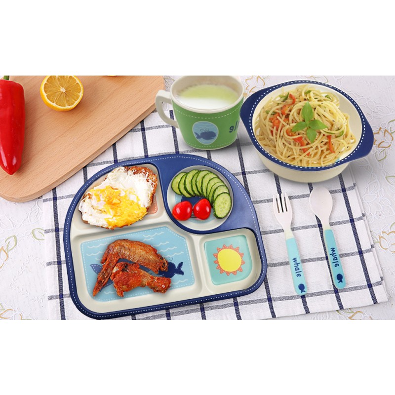 Kids Tableware Manufacturer - Natural Bamboo Fiber Cute Whale Shape Cutlery