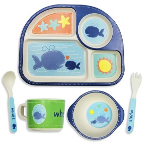 Kids Tableware Manufacturer - Natural Bamboo Fiber Cute Whale Shape Cutlery