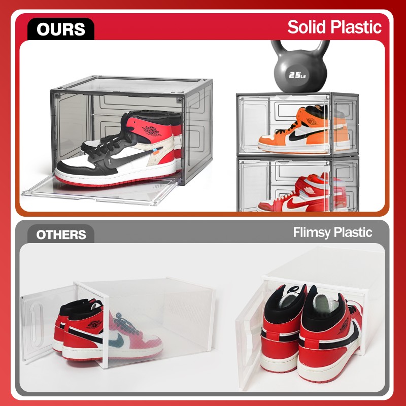 Sneaker Storage Box Manufacturer - 10 Pack Stackable Front Magnetic Door