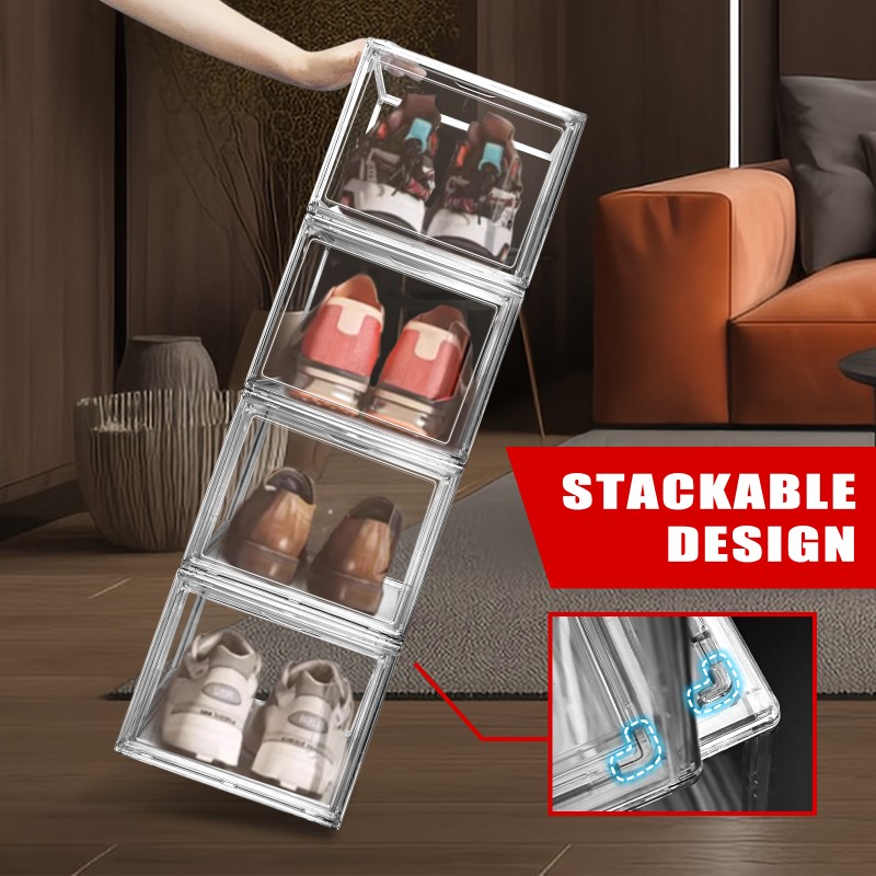 Sneaker Organiser Factory - Magnetic Stackable Transparent Shoe Cabinet