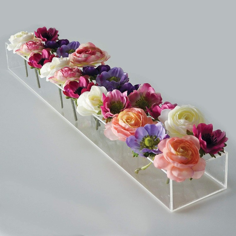 Flower Vase Factory - Clear Acrylic Rectangular Decorative Planter Pot