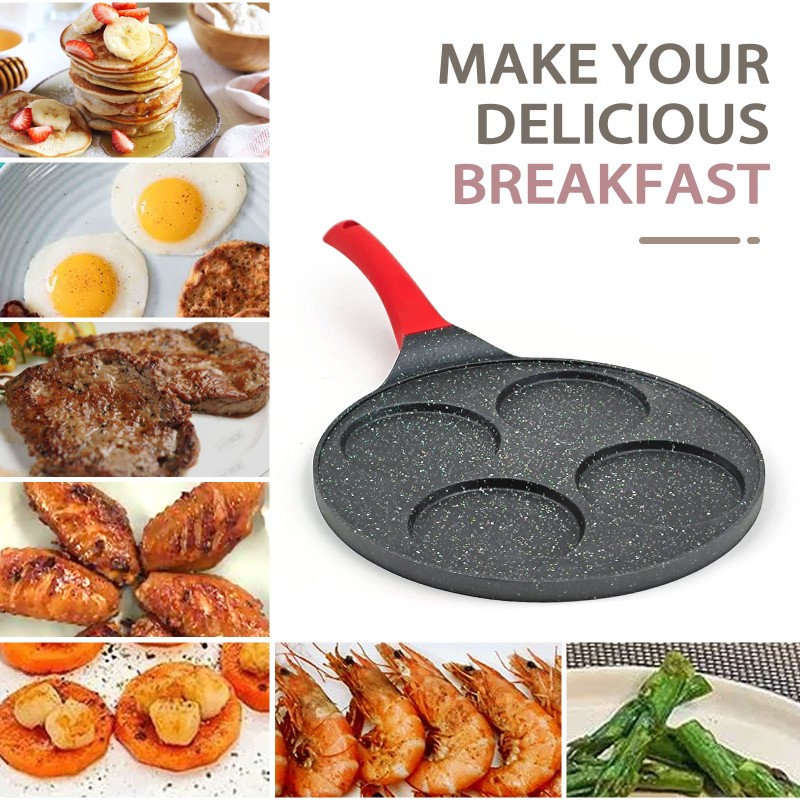 Egg Frying Pan Factory - USA Stock Mini Pancake Non Stick 4 Hole