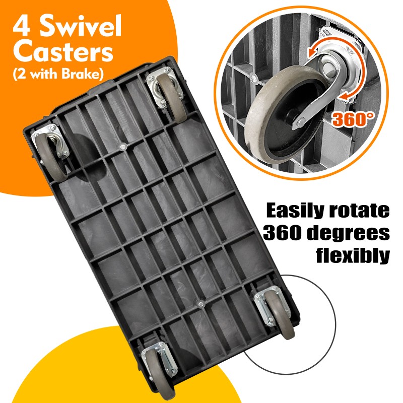 Hand Truck Manufacturer - Four Wheels Green Industrial Plastic Trolley