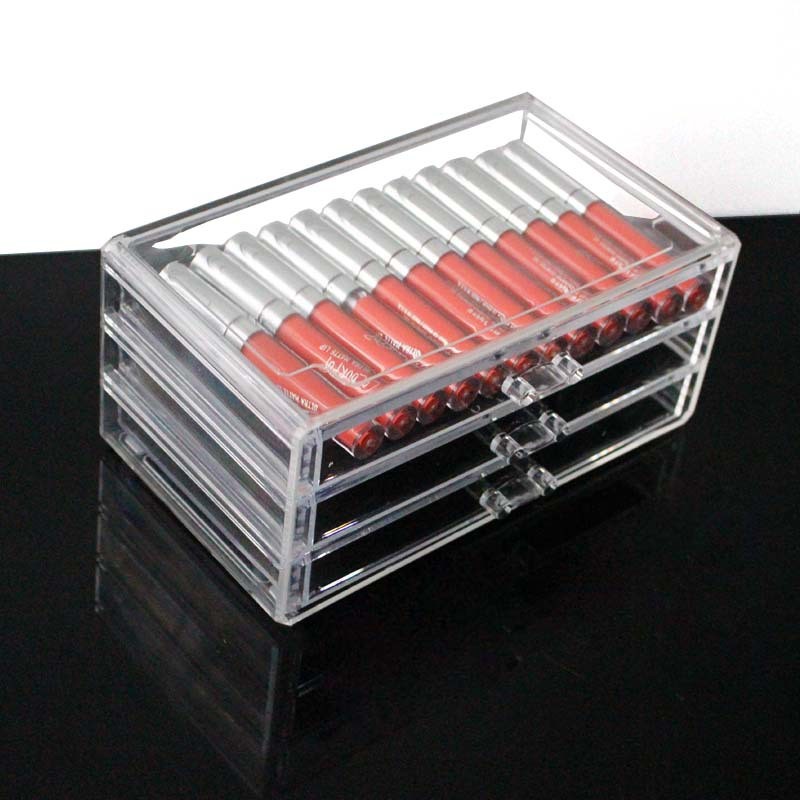 Cosmetics Storage Box Factory - Acrylic 3 Drawer Type Transparent Makeup Box