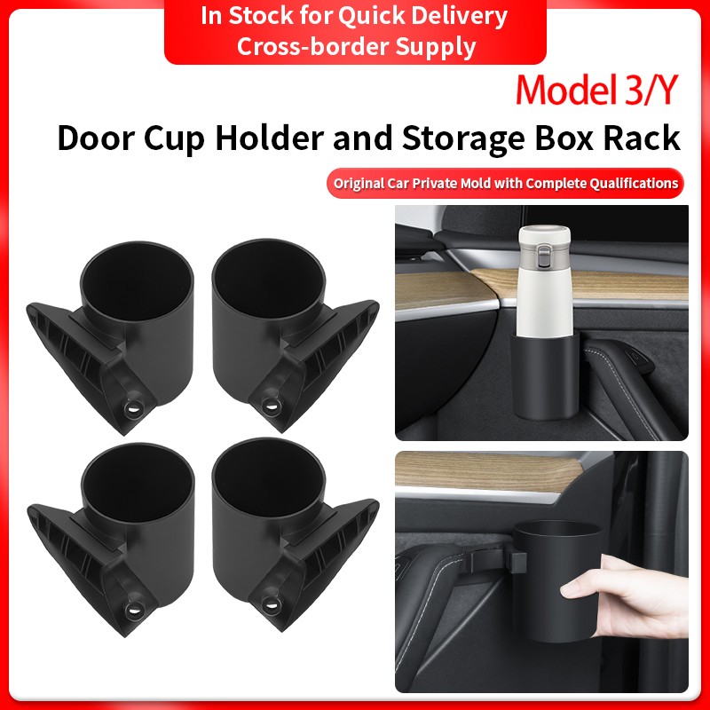 Door Cup Holder Manufacturer - 4 Pcs Set for Model Y/3 Black