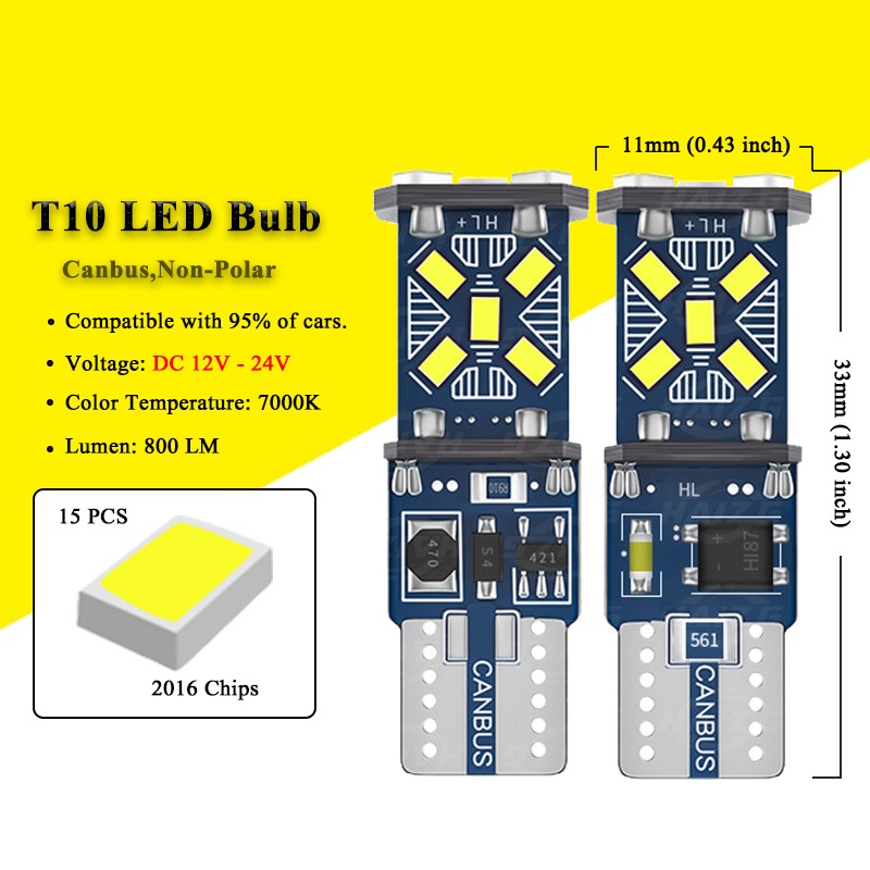 T10 Width Light Manufacturer - CANBUS W5W 2016 15SMD Decoding