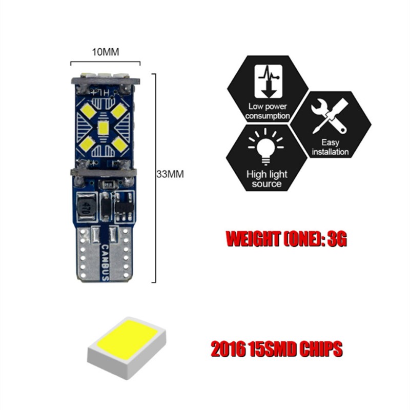 T10 Width Light Manufacturer - CANBUS W5W 2016 15SMD Decoding