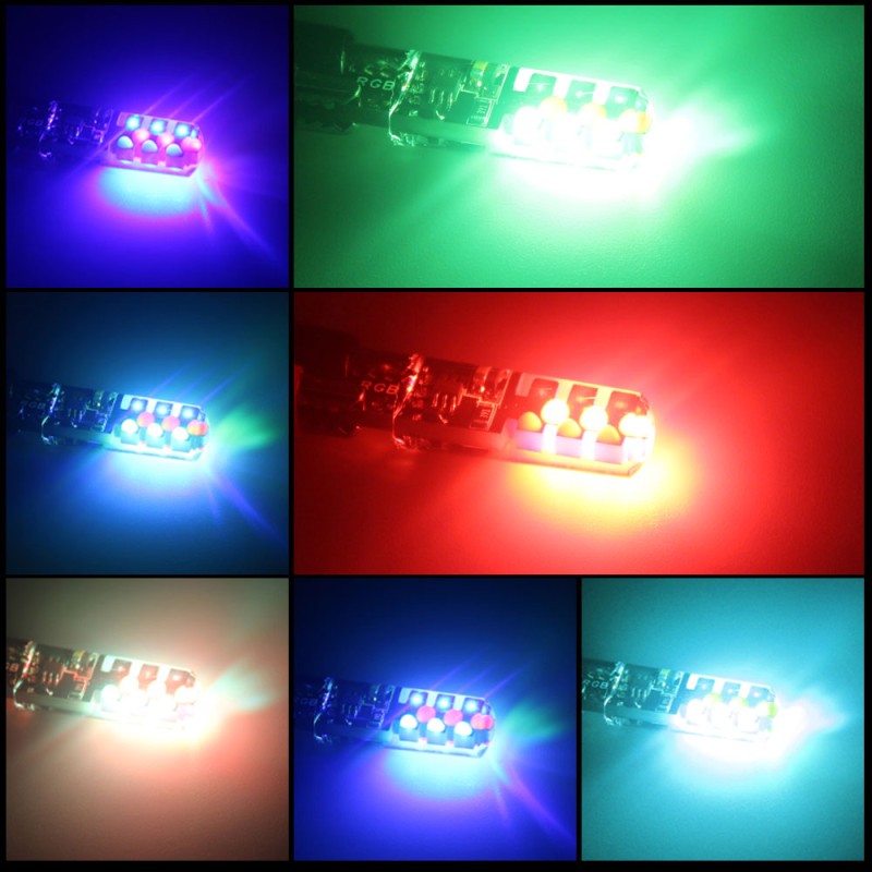 T10 RGB LED Bulb Factory - W5W Remote Control COB Interior