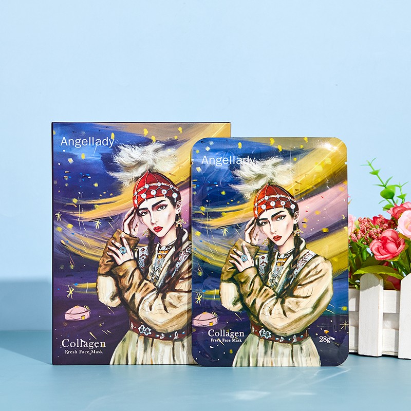 Hot Selling Customized Logo Beta-Glucan Whitening Hydrolyzed Collagen Face Mask Hydrating Sheet Face Mask