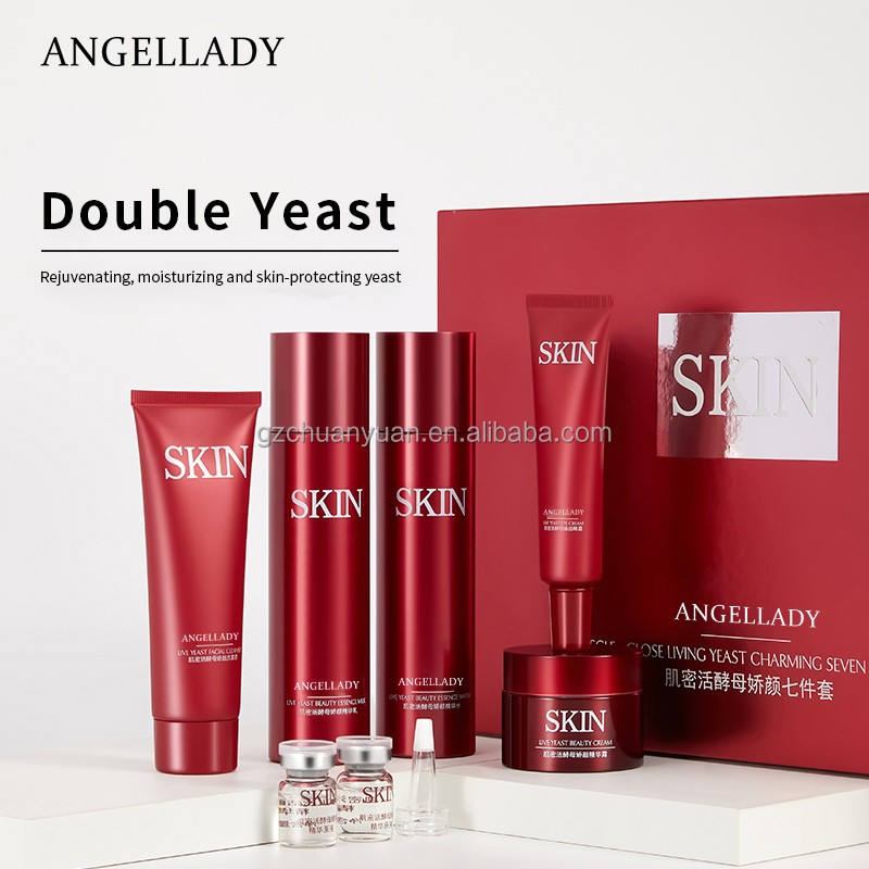 Wholesale Price Face Cleanser, Eye Cream, Face Cream, Essence 7 Pieces Set Yeast Facial Skin Care Set Private Label Customised