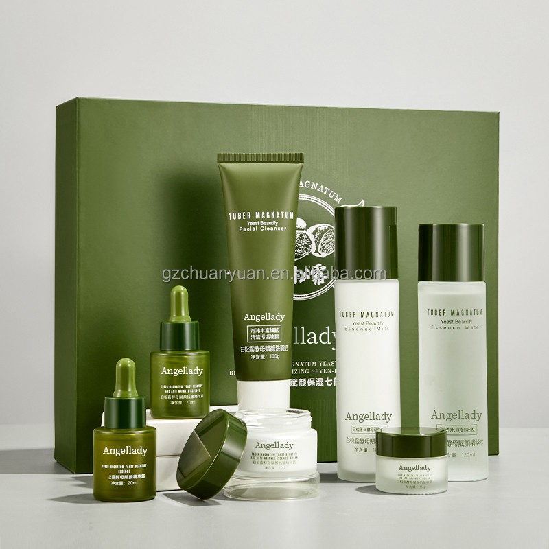 Custom Logo 7-Piece Set Tuber Magnatum Facial Cleaning and Facial Care Full Set for Girl Face Skin Care Serum