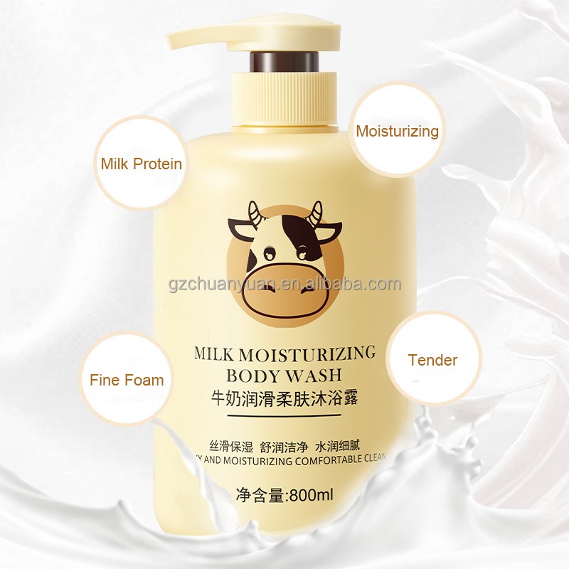Wholesale Cheap Price Quality 800ml Milk Moisturizing and Softening Body Wash Shower Gel for Family