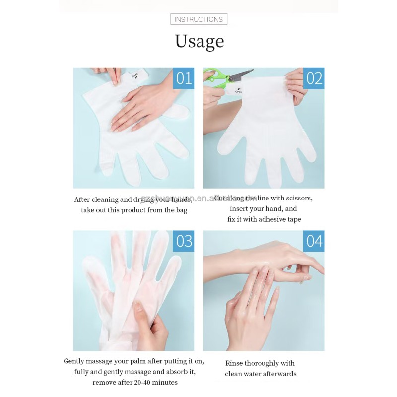 OEM Custom Touchable Screen Film Fabric Design Niacinamide Smooth and Tender Lady's Moisturize Hand Mask Hand Care Mask Gloves