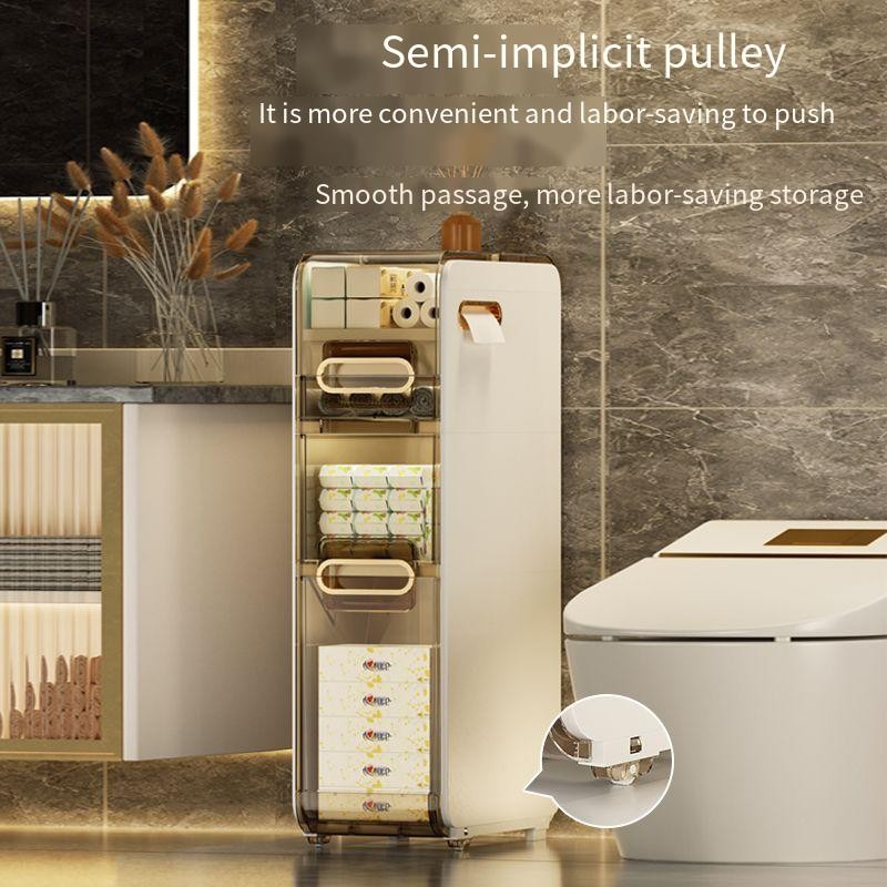 Bathroom Storage Cabinet Factory - Household Movable Folding Narrow Rack