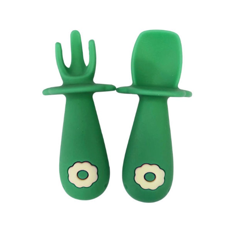 Fork Spoon Set Supplier - Silicone for Toddlers Short Handle Customizable
