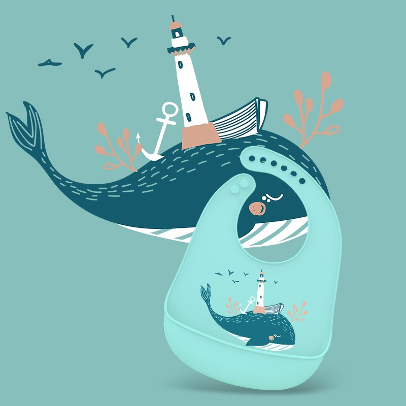 Silicone Feeding Bib Supplier - Waterproof Silicone Bib with Food Catcher