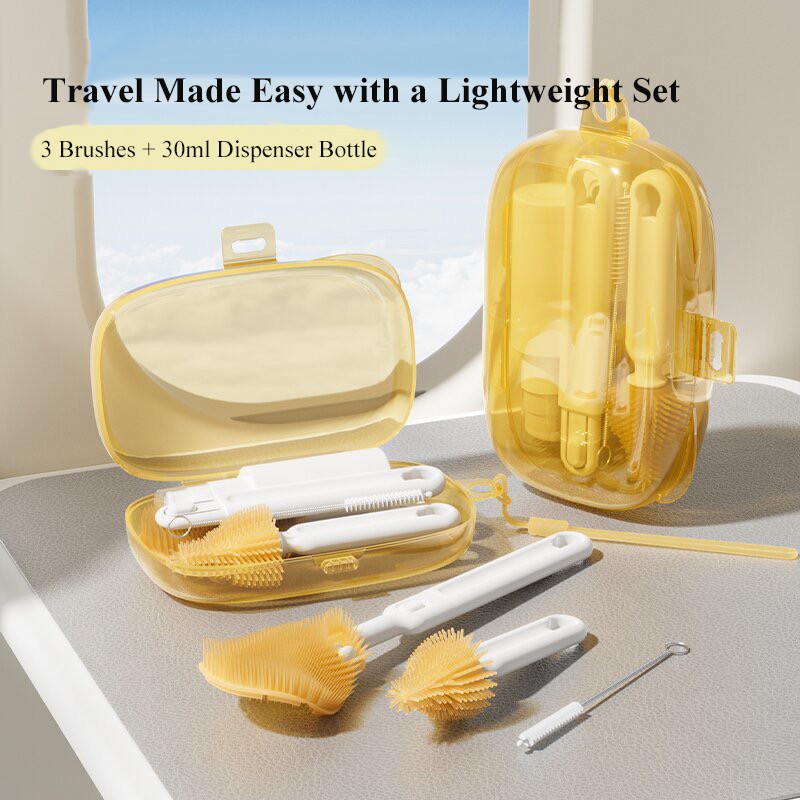 Bottle Brush Set Manufacturer - Silicone Set with Spray Bottle Foldable Brush