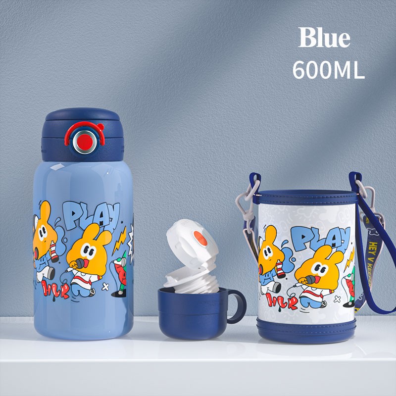 Stainless Steel Water Bottle Factory - 600mL 3-in-1 Drinking Ways with Strap