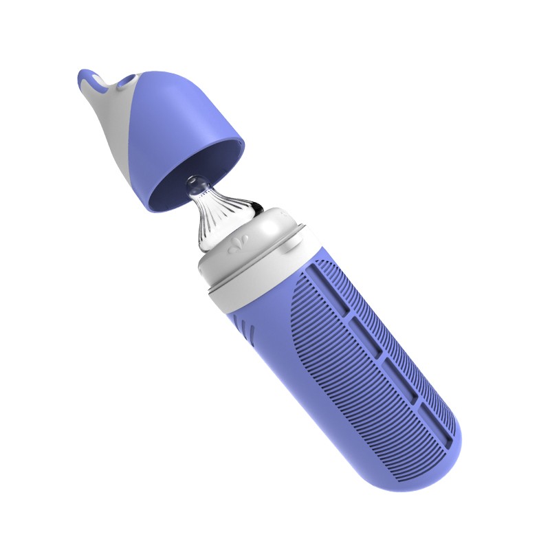 Glass Feeding Bottle Manufacturer - Penguin Shape Wide Neck with Silicone Cover