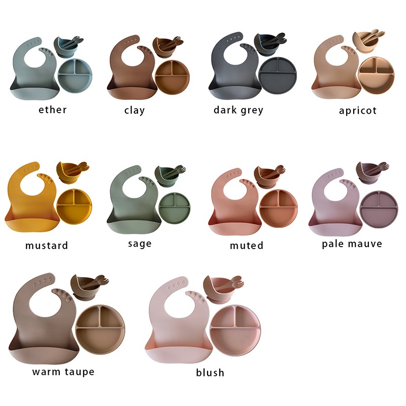 Baby Bowl and Bib Factory - Eco Friendly Silicone Set with Spoon New