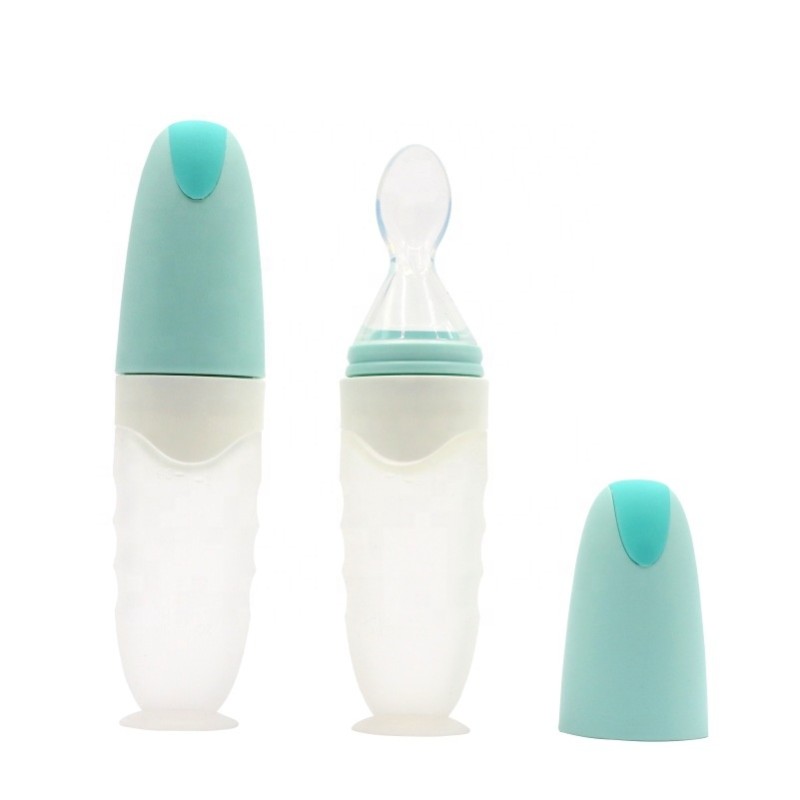 Baby Feeding Bottle Supplier - Silicone Squeeze Bottle with Soft Spoon
