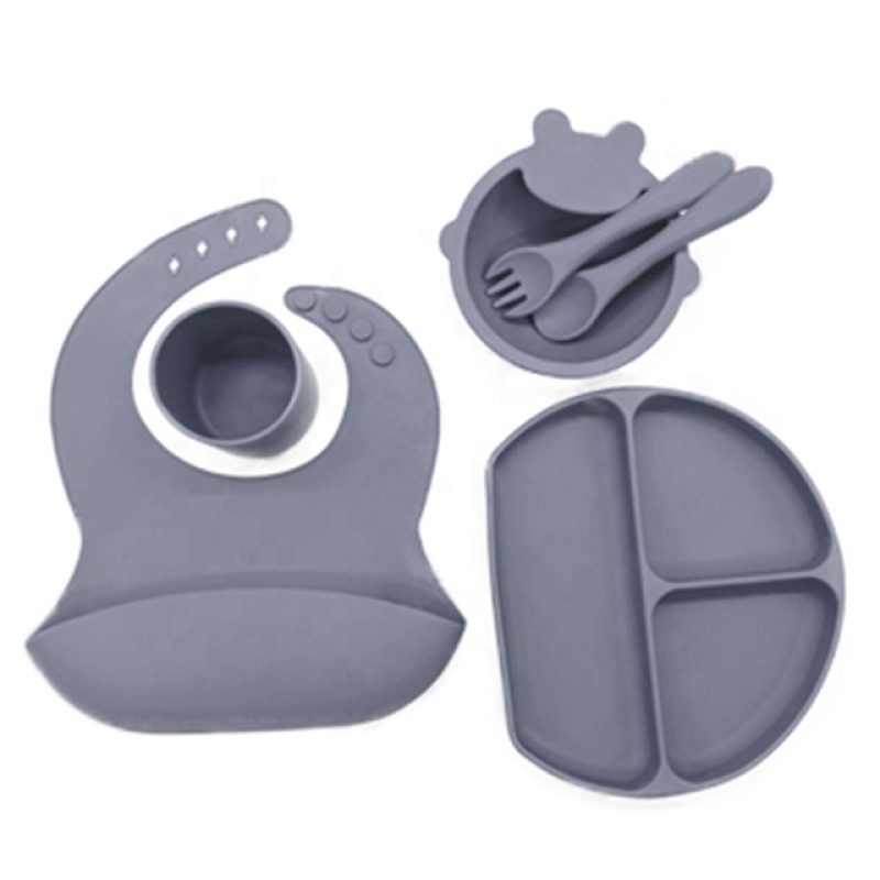 Baby Feeding Set Supplier - Bear Shaped Bowl Plate Bib Cup Fork Spoon Set