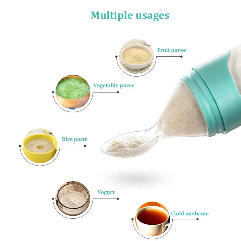 Baby Feeding Bottle Supplier - Silicone Squeeze Bottle with Soft Spoon