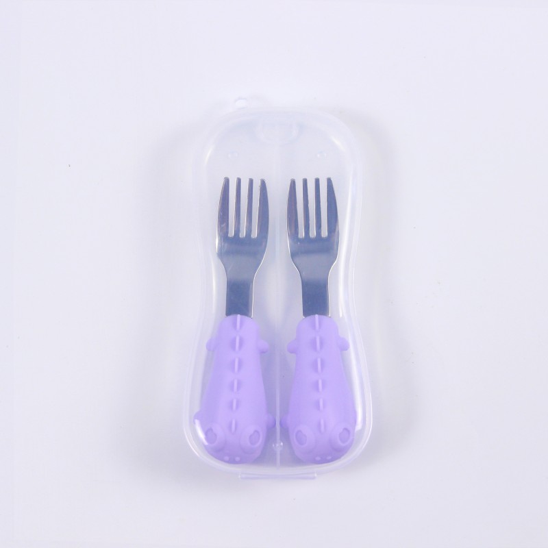 Kids Fork Spoon Set Supplier - Stainless Steel with Silicone Handle Self Feed