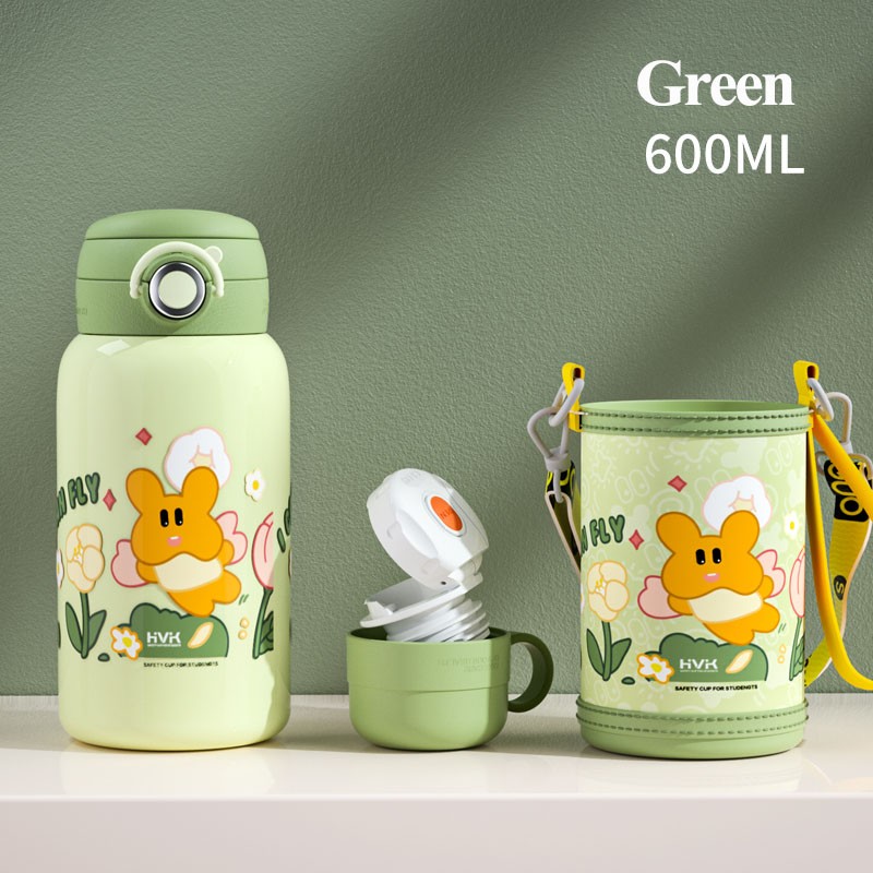 Stainless Steel Water Bottle Factory - 600mL 3-in-1 Drinking Ways with Strap