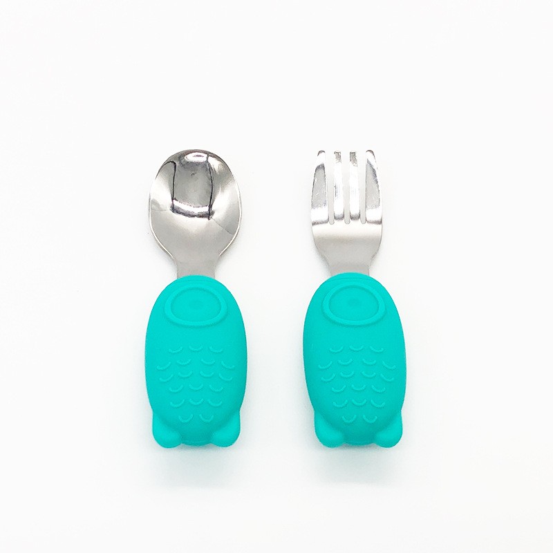 Children Fork Spoon Set Factory - Stainless Steel with Silicone Handle