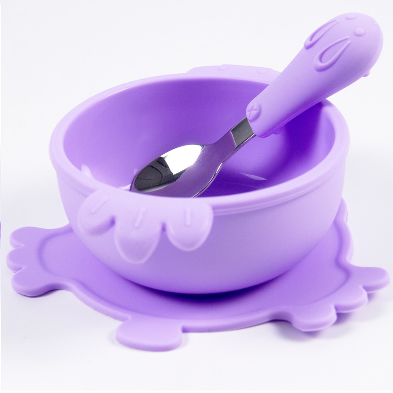 Baby Feeding Set Supplier - Silicone Bowl with Strong Suction Base Spoon