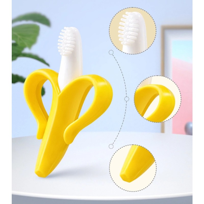 Baby Teether Manufacturer - Silicone Banana Teether Brush for Dental Development