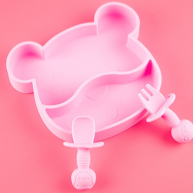 Kids Plate Supplier - Bamboo Wooden Animal Shape Divided Suction Plate