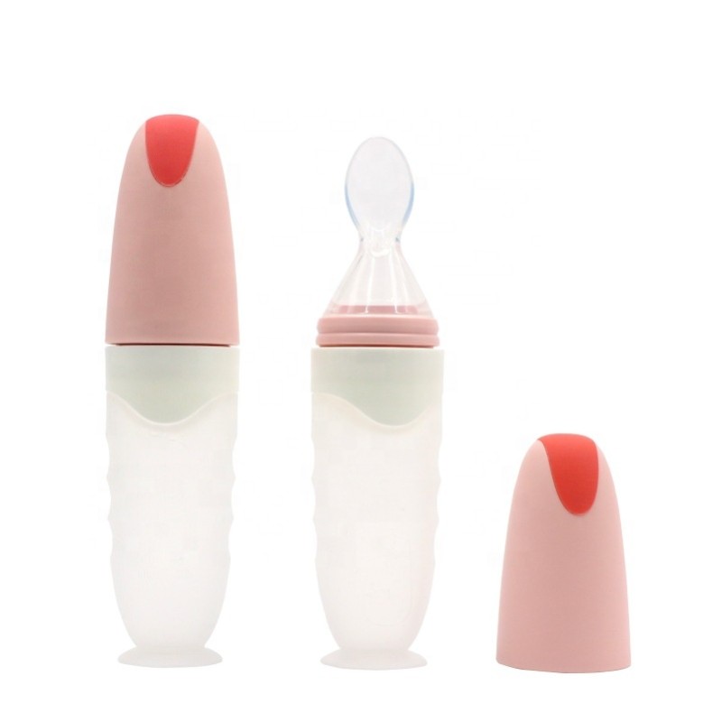 Baby Feeding Bottle Supplier - Silicone Squeeze Bottle with Soft Spoon