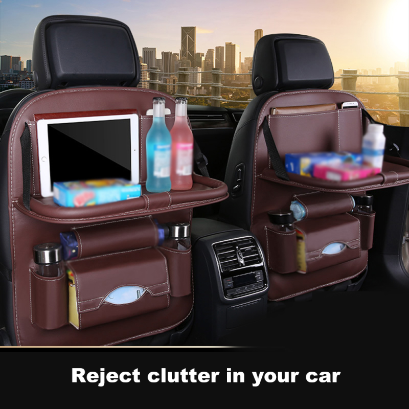 Car Seat Protector Manufacturer - Leather Organizer with Foldable Table