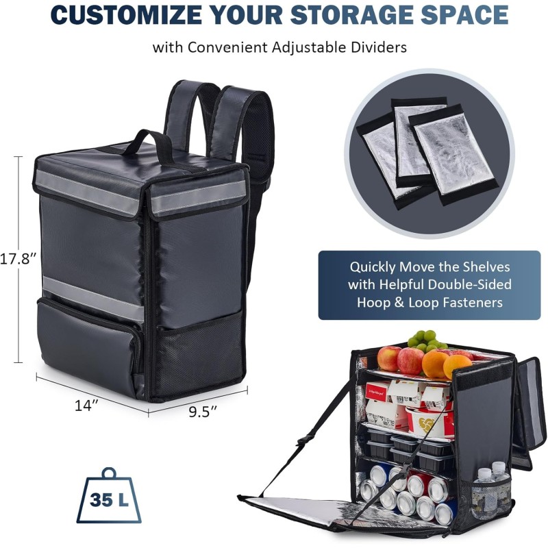 Food Delivery Backpack Supplier - Custom Cooler with Adjustable Dividers
