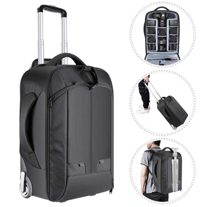 Camera Backpack Factory - 2-in-1 Convertible Wheeled Trolley Case