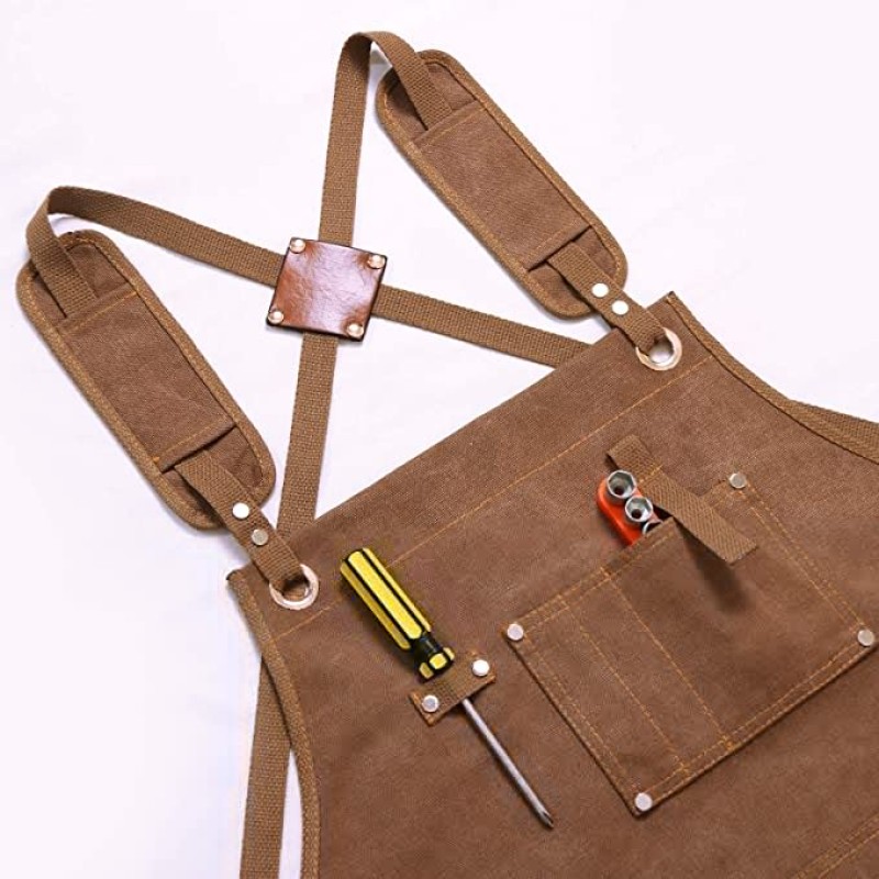 Tool Apron Manufacturer - Custom Mens Waxed Canvas Utility Shop Apron