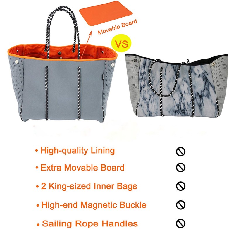 Beach Bag Factory - Neoprene Tote with Inner Pocket Movable Board