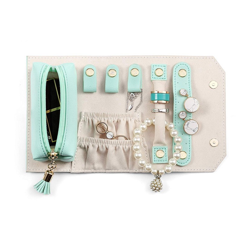 Jewelry Case Supplier - Portable Rolling Vegan Leather Travel Bag