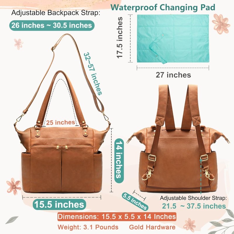 Diaper Backpack Factory - 2024 New Leather Convertible Insulated Bag