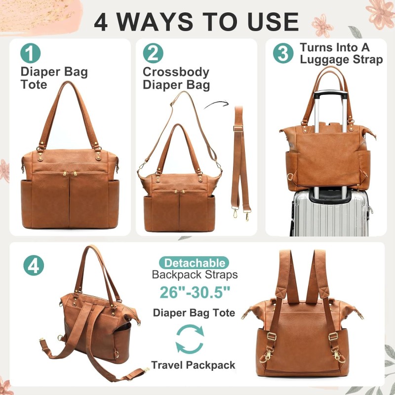 Diaper Backpack Factory - 2024 New Leather Convertible Insulated Bag