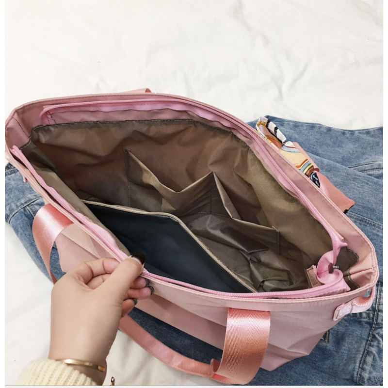 Shoulder Bag Supplier - Nylon Waterproof Multi Pocket Tote with Scarves