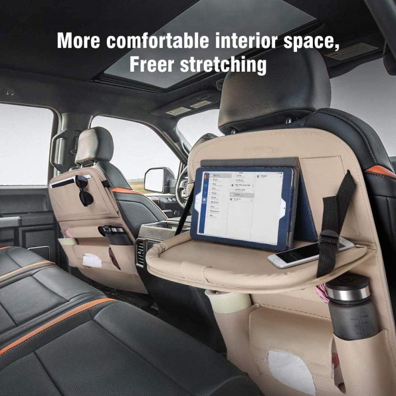 Car Seat Protector Manufacturer - Leather Organizer with Foldable Table