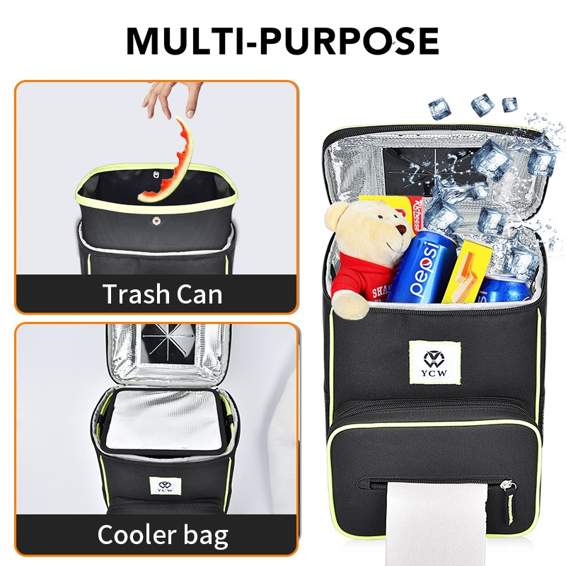 Car Cooler Bag Supplier - Insulated Hanging Car Garbage Bin with Lid
