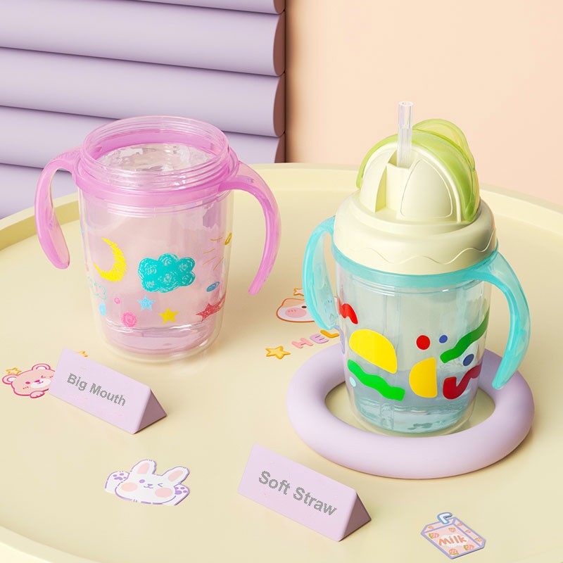 Baby Sippy Cup Supplier - 230mL Double-layer PP Food Grade