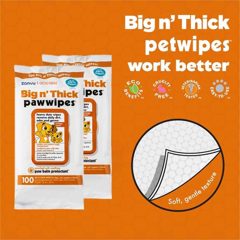 Pet Wipes Manufacturer - 100 Sheets Big Thick Heavy Duty Wipes