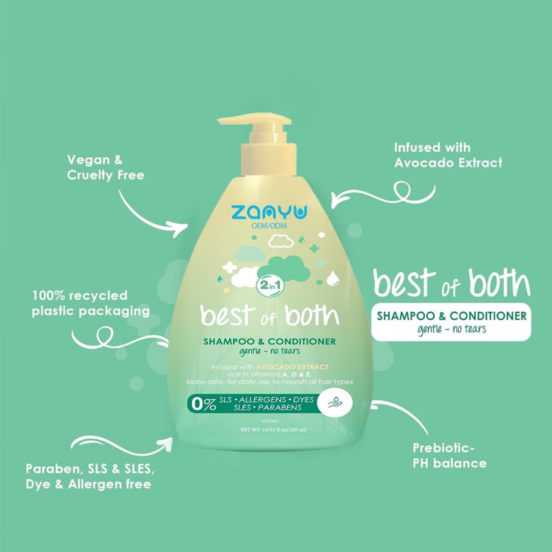 Baby Shampoo Supplier - 500ml 2-in-1 Tear-Free Shampoo Conditioner