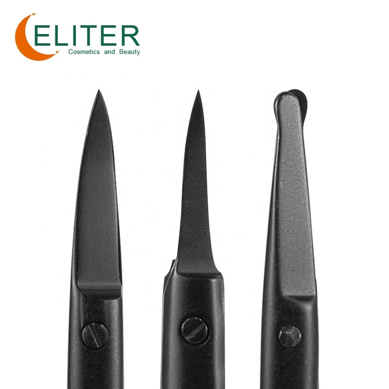 Straight Eyebrow Scissors Manufacturer - OEM/ODM Hot Sell Black Stainless Steel Beauty