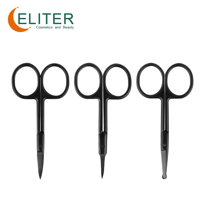 Straight Eyebrow Scissors Manufacturer - OEM/ODM Hot Sell Black Stainless Steel Beauty